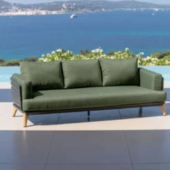 Divano da giardino in alluminio 3 posti Monte Carlo Grigio antracite e verde rosmarino