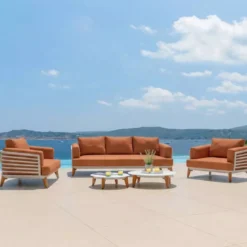 Divano da giardino in alluminio 3 posti Monte Carlo Bianco e terracotta