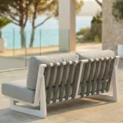 Divano da giardino in alluminio 2 posti Long Beach Bianco cenere e tortora