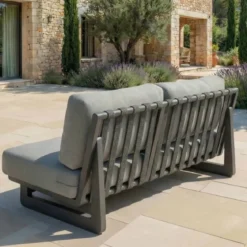 Divano da giardino in alluminio 2 posti Long Beach Grigio antracite e tortora