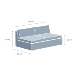 Divano da giardino in resina intrecciata 2 posti Palma Bianco e beige