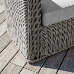 Divano da giardino in resina intrecciata 2 posti Calvi Grigio chiaro