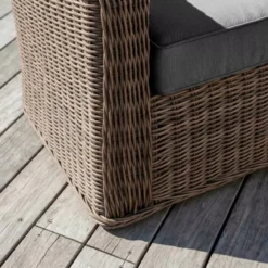 Divano da giardino in resina intrecciata 2 posti Calvi Seppia e grigio scuro