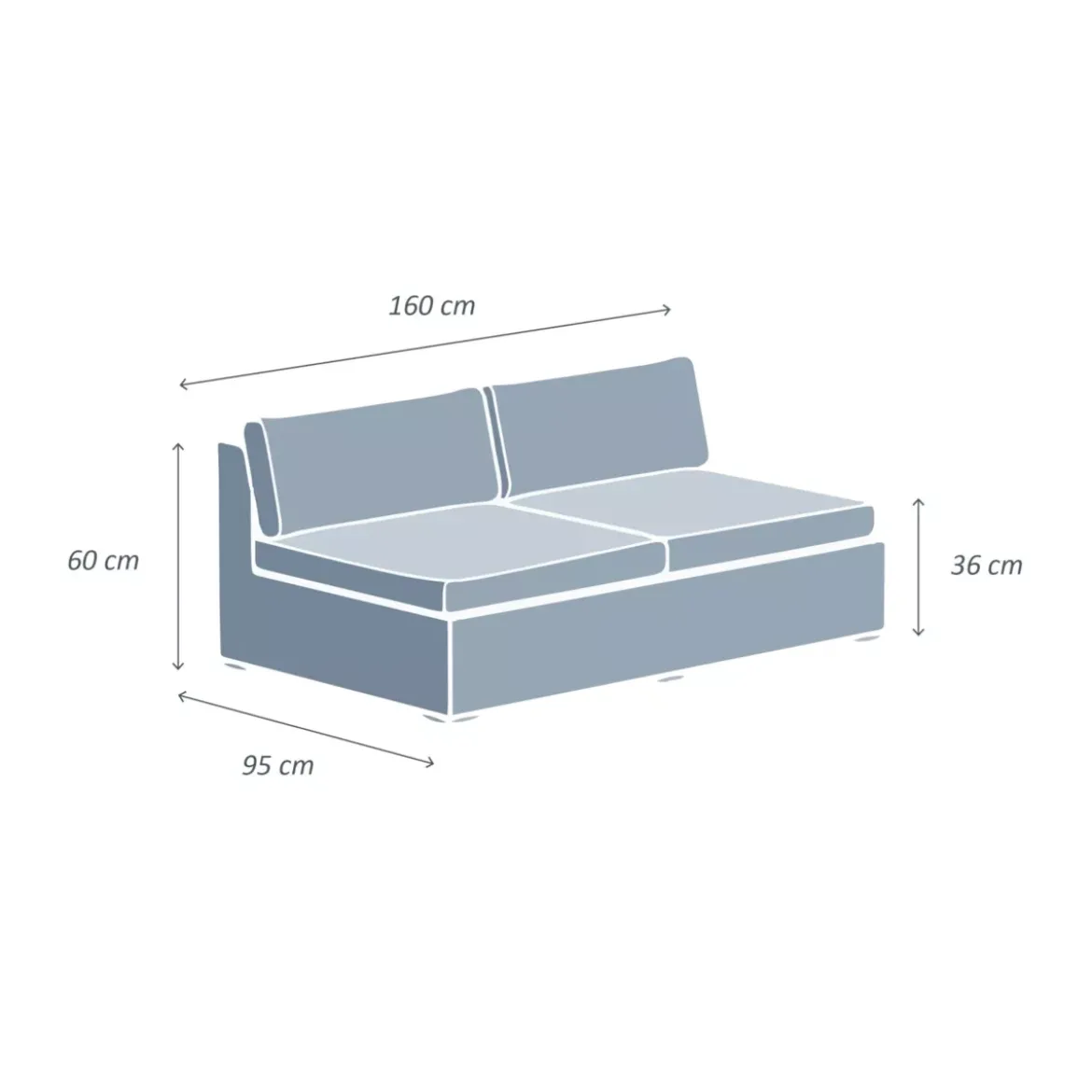 Divano da giardino in resina intrecciata 2 posti Palma Grigio e beige