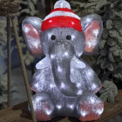 Elefante luminoso 70 LED (H46 cm) Lulu Bianco Freddo