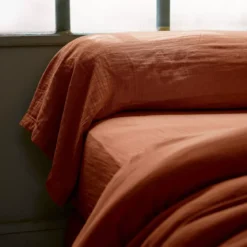 Federa cuscino a rullo garza di cotone (L185 cm) Gaïa Terracotta