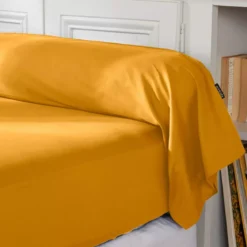Federa cuscino a rullo percalle di cotone (L185 cm) Cali Giallo senape