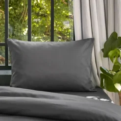 Federa cuscino letto da letto rettangolare in lyocell Tencel™ lavato (50 x 70 cm) Olivia Granito Grigio