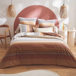 Federa cuscino letto quadrato cotone (65 x 65 cm) Niagara Marrone castagna