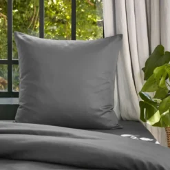 Federa cuscino letto quadrato lyocell Tencel™ lavato (63 x 63 cm) Olivia Grigio granito