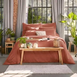 Federa cuscino letto quadrata lyocell Tencel™ lavato (63 x 63 cm) Olivia Terracotta