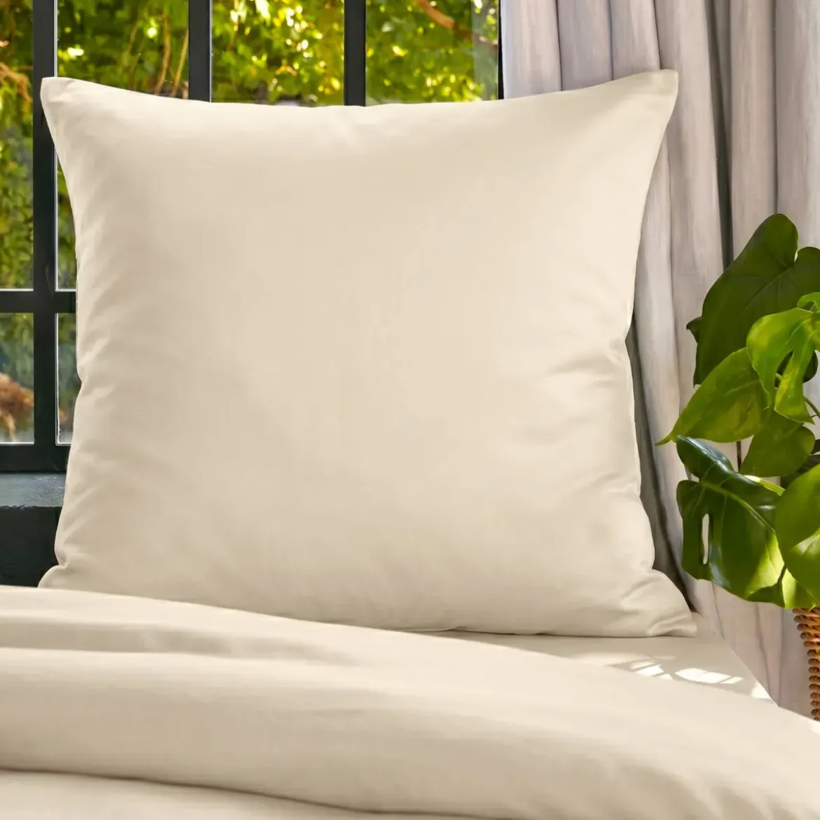 Federa cuscino letto quadrato lyocell Tencel™ lavato (80 x 80 cm) Olivia Beige pampa