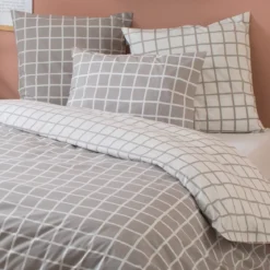 Federa cuscino letto quadrata in percalle di cotone (65 x 65 cm) Max Grigio