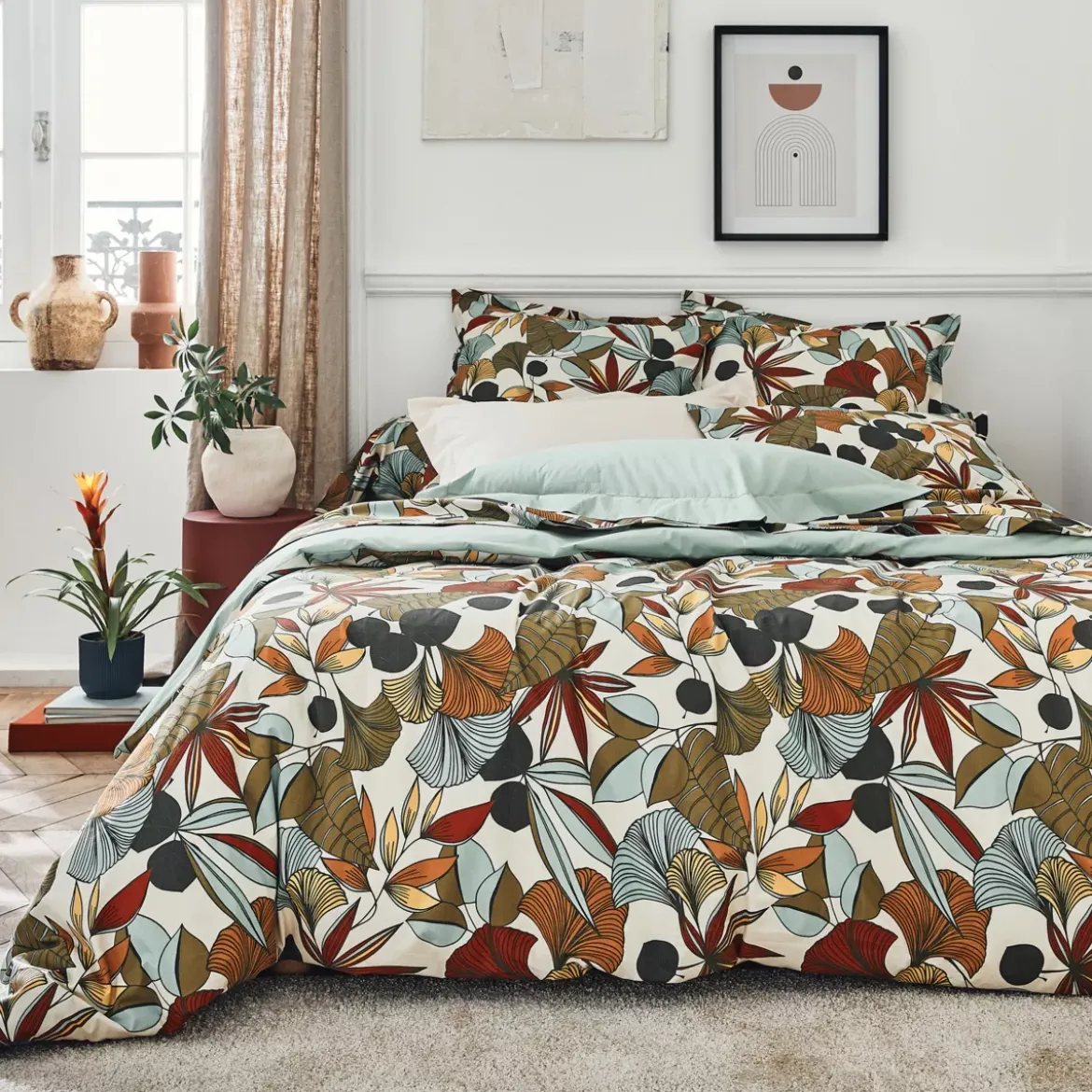 Federa cuscino letto rettangolare in percalle di cotone (50 x 70 cm) Cascade Multicolore
