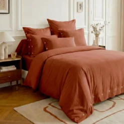 Federa per cuscino a rullo in percalle di cotone (L185 cm) Diane Terracotta
