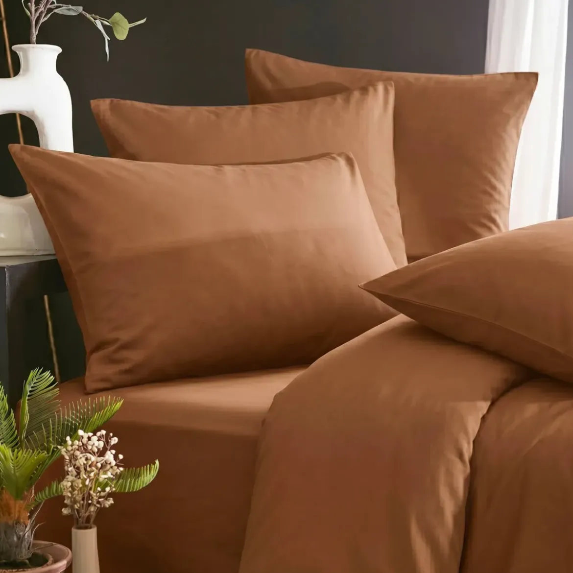 Federa per cuscino da letto rettangolare in lyocell Tencelâ„¢ lavato (50 x 80 cm) Olivia Camel