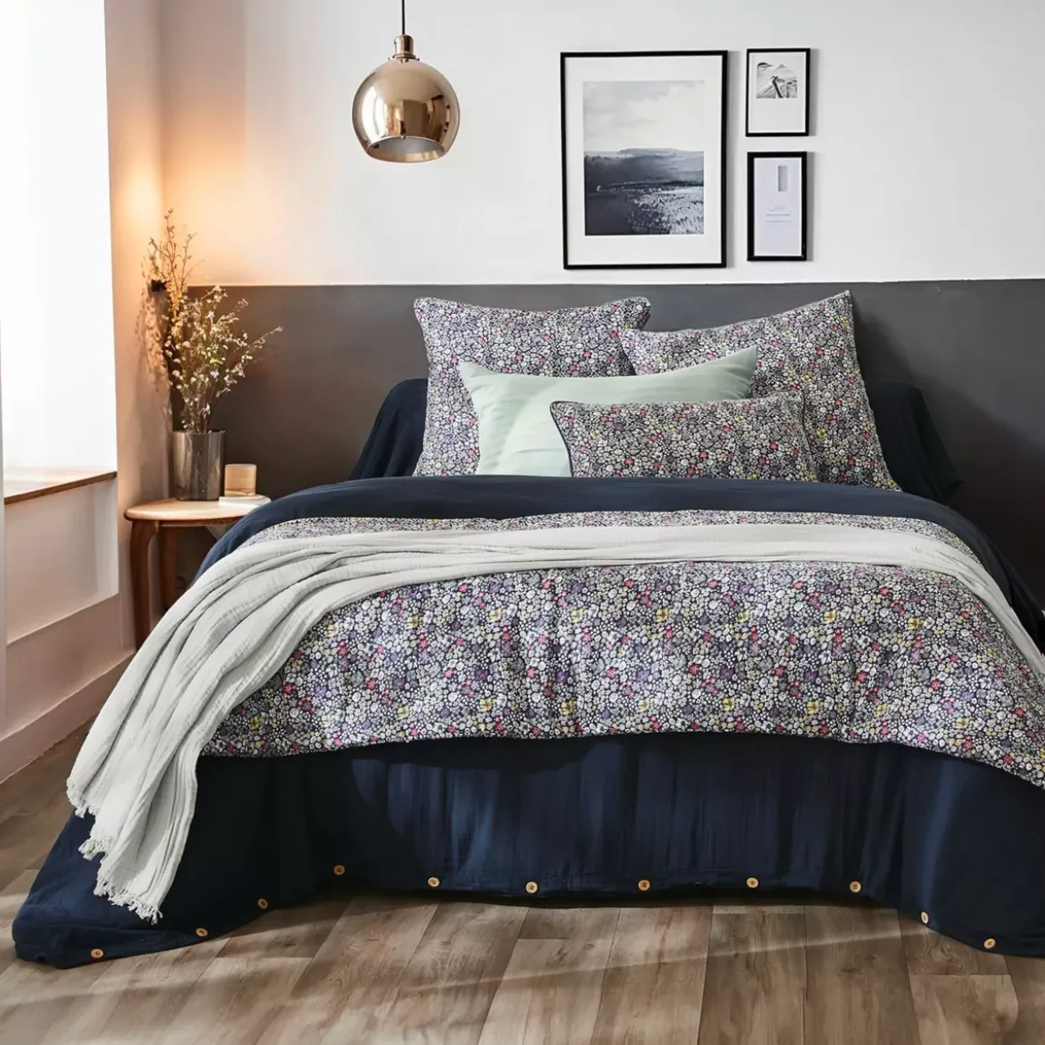 Federa per cuscino letto quadrata in garza di cotone (60 x 60 cm) Elya Viola