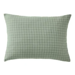 Federa per cuscino letto rettangolare in garza di cotone (50 x 70 cm) Gaïa Mix Verde eucalipto