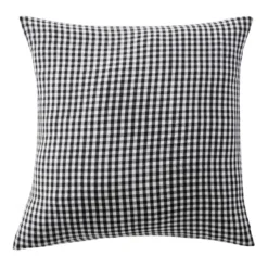 Federa per cuscino quadrata in garza di cotone (60 x 60 cm) Gaïa vichy Nera