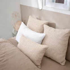 Federa per cuscino quadrata in garza di cotone (80 x 80 cm) Gaïa Vichy Corda