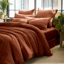 Federa per cuscino quadrato garza di cotone (80 x 80 cm) Gaïa Terracotta