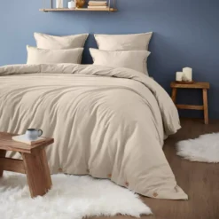 Federa per cuscino rettangolare flanella di cotone (50 x 70 cm) Nina Beige