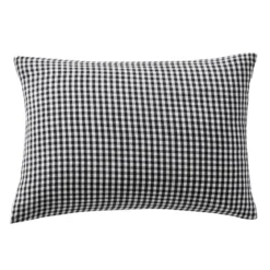 Federa per cuscino rettangolare in garza di cotone (50 x 70 cm) Gaïa vichy Nera