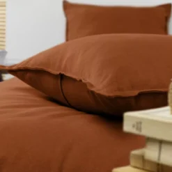 Federa per cuscino rettangolare flanella di cotone (50 x 80 cm) Nina Terracotta