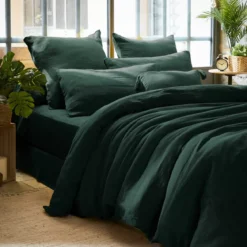 Federa quadrata garza di cotone (80 x 80 cm) Gaïa Verde abete
