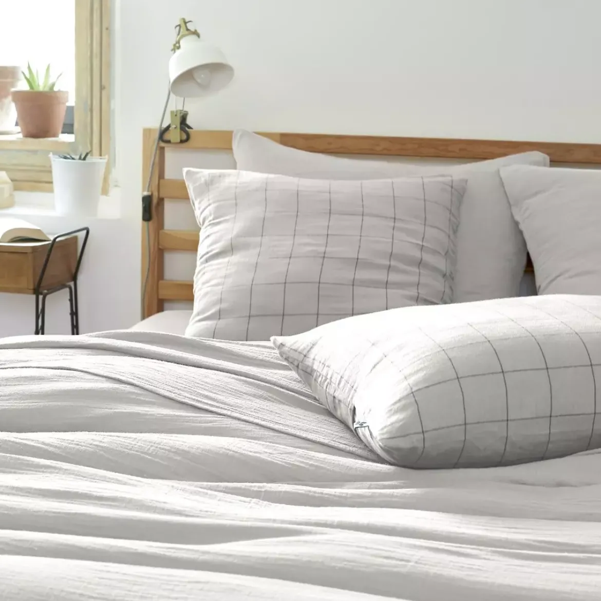 Federa quadrata garza di cotone (60 cm) Gaïa Match Grigio nuvola