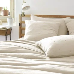 Federa quadrata garza di cotone (60 cm) Gaïa Chic Beige pampa