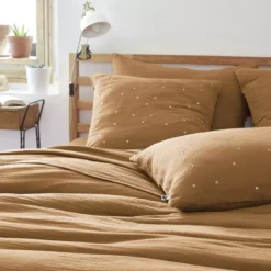 Federa quadrata garza di cotone (60 cm) Gaïa Chic Camel
