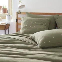 Federa quadrata garza di cotone (60 cm) Gaïa Chic Verde rosmarino