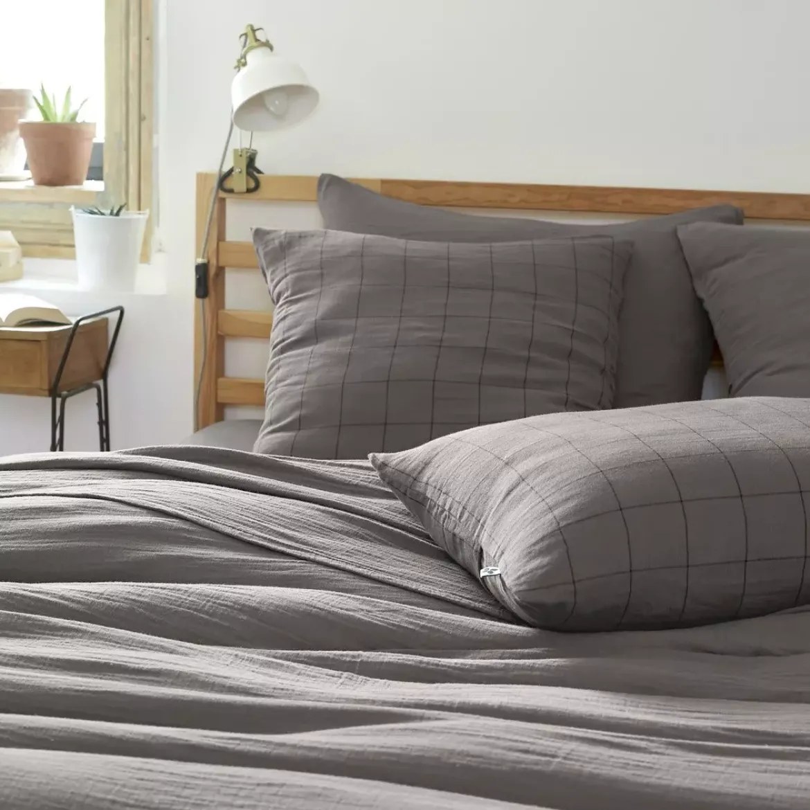 Federa quadrata garza di cotone (60 cm) Gaïa Match Grigio granito