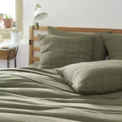 Federa quadrata garza di cotone (60 cm) Gaïa Match Verde rosmarino