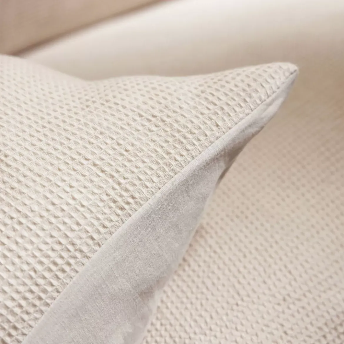 Federa quadrata in cotone a nido d'ape (60 x 60 cm) Eva Beige
