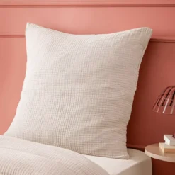Federa quadrupla garza di cotone (60 x 60 cm) Victoria x Gaïa Beige pampa