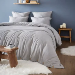 Federa rettangolare flanella di cotone (50 x 70 cm) Théa Grigio chiaro