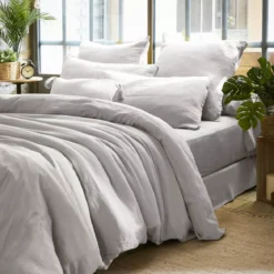 Federa rettangolare garza di cotone (L70 cm) Gaïa Grigio nuvola