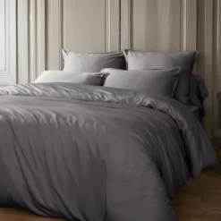 Federa rettangolare in raso di bambù (70 cm) Sienna Grigio granito