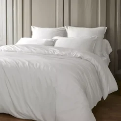 Federa rettangolare in raso di bambù (50 x 70 cm) Sienna Bianco