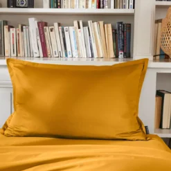 Federa rettangolare percalle di cotone (80 cm) Cali Giallo senape
