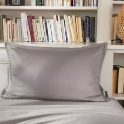 Federa rettangolare percalle di cotone (80 cm) Cali Grigio chiaro