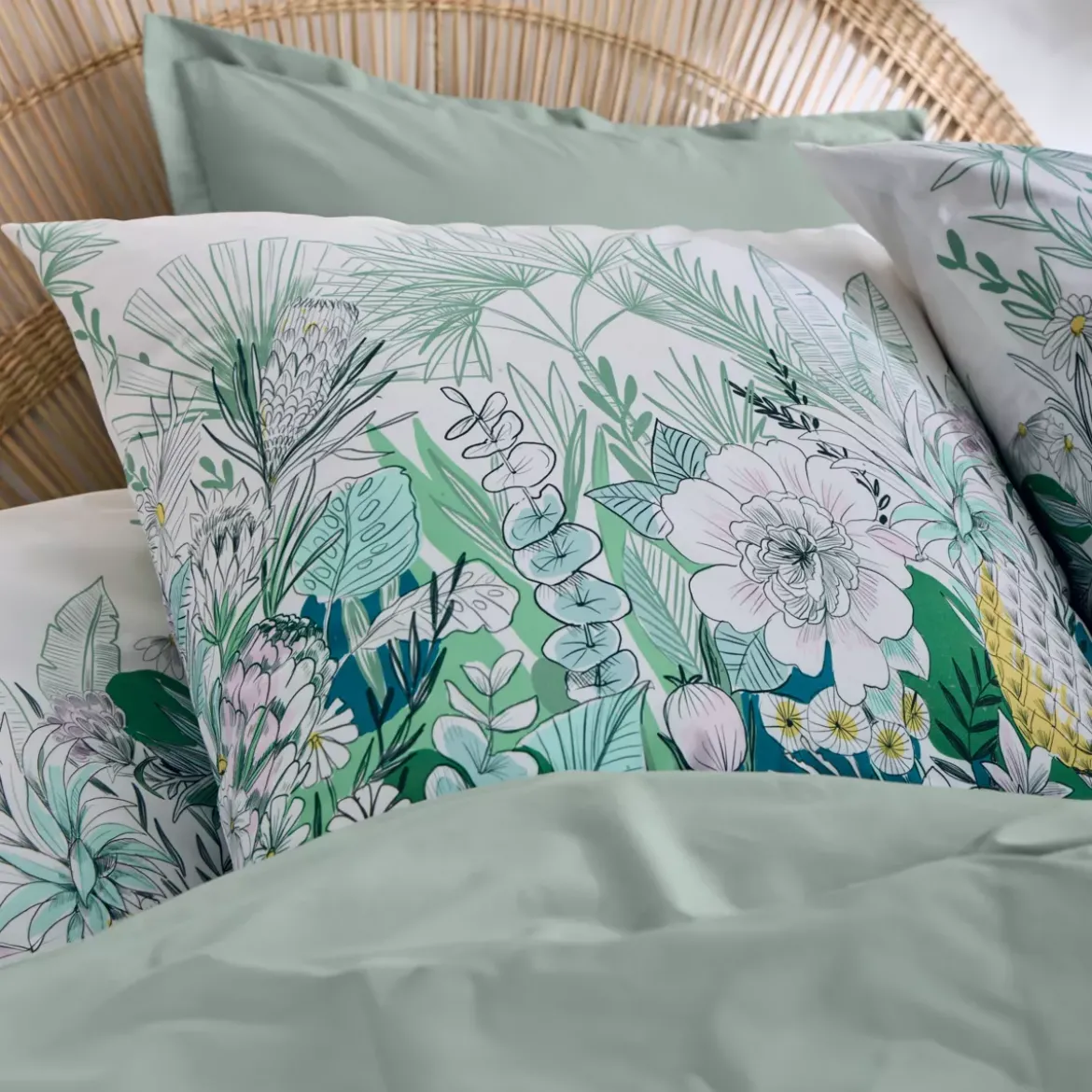 Federa rettangolare percalle di cotone (50 x 70 cm) Bali Verde