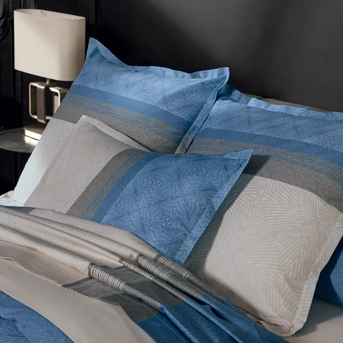 Federa rettangolare raso di cotone (50 x 70 cm) Tiago Blu