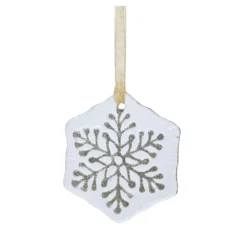 Fiocco di neve in vetro (D7 cm) Chamonix Bianco glitterato