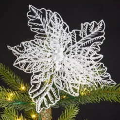 Fiore di Natale paillette a clips Bianco