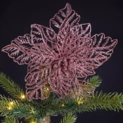Fiore di Natale paillette a clips Rosa cipria