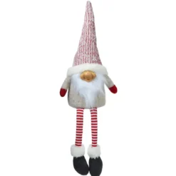 Folletto di Natale fatto a mano (H60 cm) Ridente e barba bianca