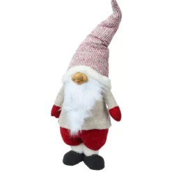 Folletto di Natale fatto a mano (H85 cm) Ridente e con barba bianca